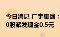 今日消息 广宇集团：拟于7月29日除权，每10股派发现金0.5元