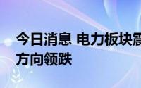 今日消息 电力板块震荡走低，生物质能发电方向领跌