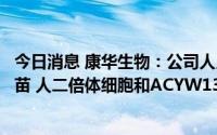 今日消息 康华生物：公司人用疫苗产品为冻干人用狂犬病疫苗 人二倍体细胞和ACYW135群脑膜炎球菌多糖疫苗