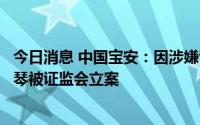 今日消息 中国宝安：因涉嫌证券市场内幕交易，副总裁贺雪琴被证监会立案