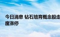 今日消息 钻石培育概念股走强，黄河旋风涨超9%，此前一度涨停