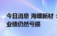 今日消息 海螺新材：股票交易异常，上半年业绩仍然亏损