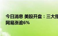今日消息 美股开盘：三大指数涨跌不一，特斯拉涨超3%，网易涨逾6%
