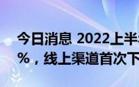 今日消息 2022上半年家电市场同比下滑9.3%，线上渠道首次下滑