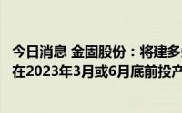 今日消息 金固股份：将建多条阿凡达低碳车轮产线，预计将在2023年3月或6月底前投产