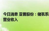 今日消息 亚普股份：储氢系统非公司主营业务且目前未产生营业收入
