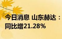 今日消息 山东赫达：上半年净利润2.25亿元，同比增21.28%