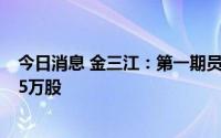今日消息 金三江：第一期员工持股计划累计买入公司股票35万股