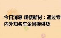 今日消息 翔楼新材：通过零部件厂商给包括特斯拉在内的国内外知名车企间接供货