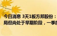 今日消息 3天1板方邦股份：在PET复合铜箔领域进行研发布局但尚处于早期阶段，一季度亏损