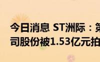 今日消息 ST洲际：第一大股东所持3.09%公司股份被1.53亿元拍出