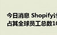今日消息 Shopify计划大幅裁员近1000人，占其全球员工总数10%