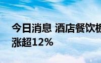 今日消息 酒店餐饮板块持续走高，君亭酒店涨超12%