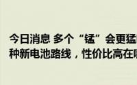 今日消息 多个“锰”会更猛吗？上市公司争相储备产能，这种新电池路线，性价比高在哪