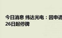 今日消息 纬达光电：因申请北交所上市，公司股票将于7月26日起停牌