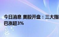 今日消息 美股开盘：三大指数低开，纳指跌0.67%，阿里巴巴涨超3%