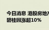 今日消息 港股房地产及物业管理板块活跃，碧桂园涨超10%