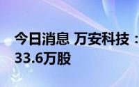 今日消息 万安科技：实控人减持公司股份1433.6万股