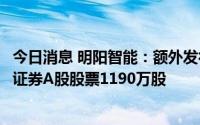 今日消息 明阳智能：额外发行238万份GDR，相应新增基础证券A股股票1190万股