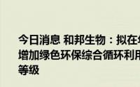 今日消息 和邦生物：拟在年产50万吨双甘膦生产线项目中增加绿色环保综合循环利用回收装置并提升整体项目的安全等级