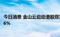 今日消息 金山云启动港股双重主要上市申报流程，盘前涨近6%