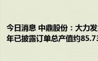 今日消息 中鼎股份：大力发展底盘轻量化系统总成产品，今年已披露订单总产值约85.73亿元
