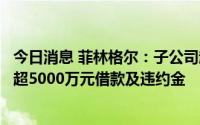 今日消息 菲林格尔：子公司起诉中南建设，一审判决获赔付超5000万元借款及违约金