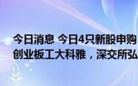 今日消息 今日4只新股申购：科创板中微半导、盟科药业，创业板工大科雅，深交所弘业期货
