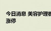 今日消息 美容护理板块震荡走高，奥园美谷涨停