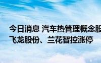 今日消息 汽车热管理概念股震荡走高，湘油泵、汇得科技、飞龙股份、兰花智控涨停