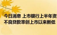 今日消息 上市银行上半年资产质量持续向好，多家地方银行不良贷款率创上市以来新低