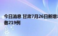 今日消息 甘肃7月26日新增本土确诊病例15例、无症状感染者219例