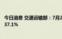 今日消息 交通运输部：7月26日民航保障货运航班环比增长37.1%