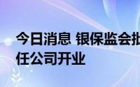 今日消息 银保监会批复同意民生理财有限责任公司开业