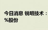 今日消息 锐明技术：股东嘉通拟减持不超过4%股份