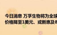 今日消息 万孚生物将为全球中低收入地区提供HIV自检剂，价格降至1美元、或新惠及810万人