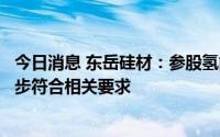 今日消息 东岳硅材：参股氢能公司决定延迟上市进程以进一步符合相关要求