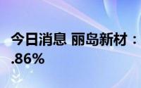 今日消息 丽岛新材：上半年净利润同比下滑4.86%