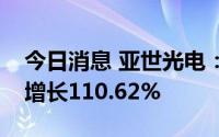 今日消息 亚世光电：上半年归母净利润同比增长110.62%