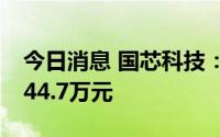 今日消息 国芯科技：近期累计获政府补助2544.7万元