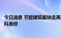 今日消息 节能建筑板块走高，金晶科技、北玻股份、安彩高科涨停