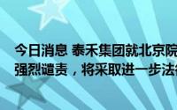 今日消息 泰禾集团就北京院子二期项目业主殴打员工声明：强烈谴责，将采取进一步法律措施