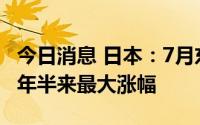 今日消息 日本：7月东京物价上涨2.3%，创7年半来最大涨幅