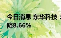 今日消息 东华科技：上半年营业收入同比下降8.66%