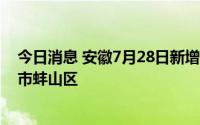 今日消息 安徽7月28日新增本土无症状感染者1例，在蚌埠市蚌山区