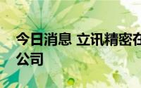 今日消息 立讯精密在浙江投资成立电子服务公司
