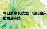 今日消息 阳光城：控股股东及其一致行动人等所持公司股份被司法冻结