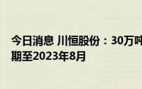 今日消息 川恒股份：30万吨/年硫铁矿制酸装置募投项目延期至2023年8月