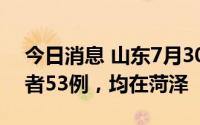 今日消息 山东7月30日新增本土无症状感染者53例，均在菏泽