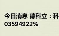 今日消息 德科立：科创板IPO网上中签率为0.03594922%